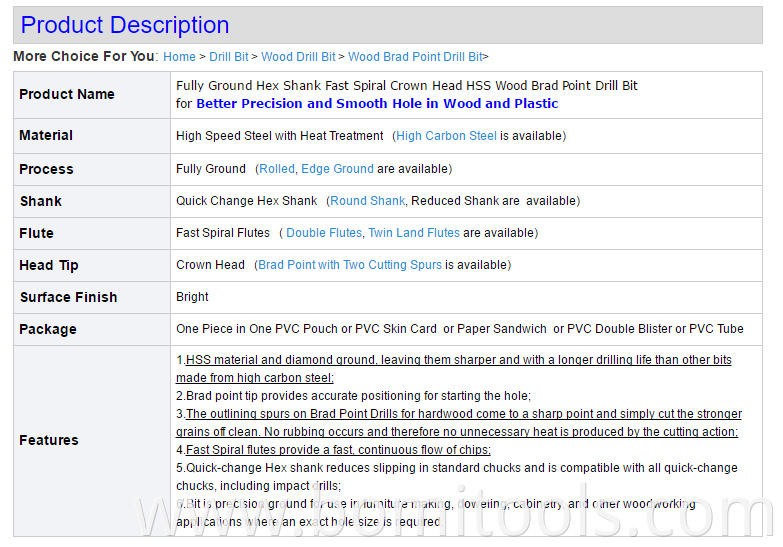 brad point drill bit